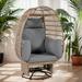 Dakota Fields Cortne Swivel Outdoor Rocker & Glider Lounge Chair Plastic/Wicker/Rattan in Gray/Brown | 58.7 H x 38.6 W x 31.5 D in | Wayfair