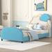 Red Barrel Studio® Upholstered Platform Bed w/ Cloud-Shaped Headboard & Embedded Light Stripe, Wood in Blue | Twin | Wayfair