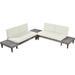Gracie Oaks 3-Piece Patio Furniture Set Solid Wood Sectional Sofa Set w/ Coffee Table & Cushions in Brown | Wayfair