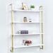 Everly Quinn Courteney 4 Piece Tiered Shelf Wood/Metal in Brown/White/Yellow | 47.2 H x 35.98 W x 9.8 D in | Wayfair