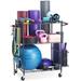 Rebrilliant Adjustable Height Metal Gym Equipment Storage Rack | Large Capacity Yoga Mat Organizer w/ Wheels | Wayfair