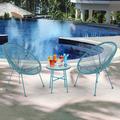 George Oliver 3Pcs Outdoor Acapulco Chair Patio Bistro Set in Blue | Wayfair 38B0516CE47B4C6494E9393CA8B0E0F2
