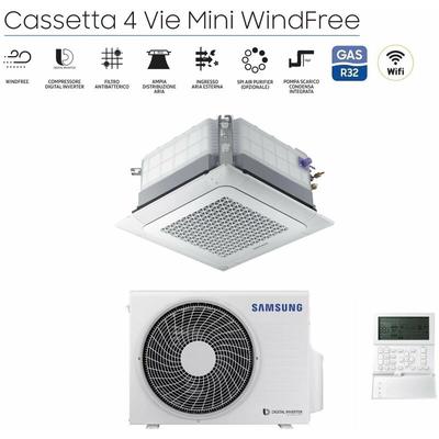 Inverter-Klimaanlage Samsung Cassette 4-Way Mini Windfree 12000 Btu R-32 Ac035rnndkg Mit Panel Und Image