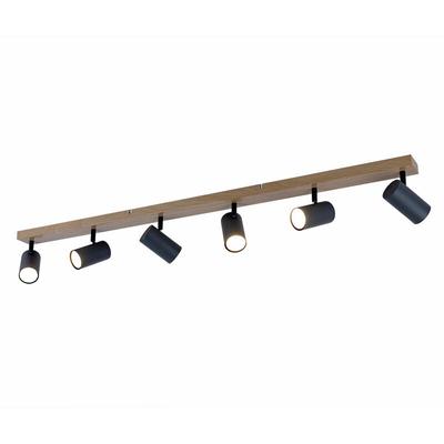Etc-shop - Deckenlampe Holz Strahler Holz Lampen 6 Flammig, Spots beweglich Landhausstil, Metall Image