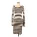 French Connection Casual Dress Scoop Neck Long sleeves: Gray Stripes Dresses - Women's Size 6