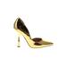 Steve Madden Heels: Slip-on Stiletto Cocktail Party Gold Solid Shoes - Women's Size 7 1/2 - Pointed Toe