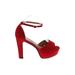 IDIFU Heels: Red Solid Shoes - Women's Size 10 - Open Toe