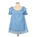 Zara Casual Dress - A-Line: Blue Floral Dresses - Women's Size Small