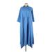 Koandaily Casual Dress - Midi Collared 3/4 sleeves: Blue Solid Dresses - New - Women's Size Small