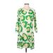 Emily McCarthy Casual Dress - Shift Scoop Neck 3/4 sleeves: Green Dresses - Women's Size Medium