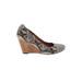 Clarks Wedges: Brown Snake Print Shoes - Women's Size 8 - Round Toe