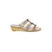 Stuart Weitzman Sandals: Slip On Wedge Casual Gold Solid Shoes - Women's Size 8 - Open Toe
