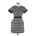 H&M Casual Dress - Mini: Gray Chevron Dresses - Women's Size 6