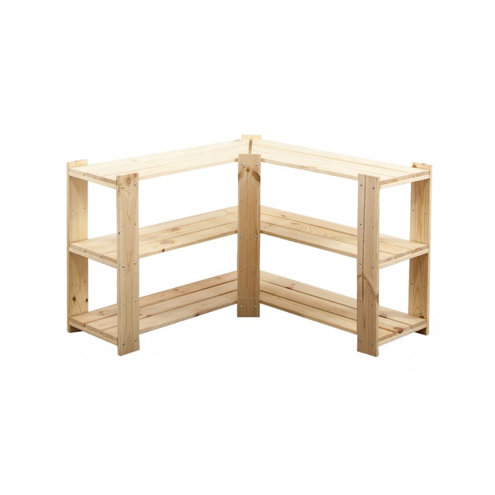 PROREGAL Eckregal WOODLAND | HxBxT 64x85x30cm | Fachlast 120kg | 3 Fachboden | Kiefernholz | Natur | Holzregal Bücherregal Küchenregal Image