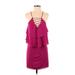 Ali & Jay Cocktail Dress - Mini Plunge Sleeveless: Burgundy Print Dresses - Women's Size X-Small