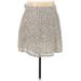 Ann Taylor LOFT Formal A-Line Skirt Knee Length: Silver Bottoms - Women's Size 14