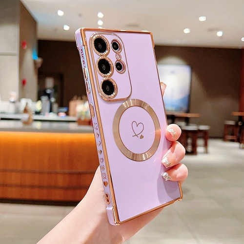 Handy Hülle Handyhüllen Für Samsung Galaxy S26 Ultra Plus S25 S24 S23 S22 S23 FE S21 Ultra Plus Rückseite Unterstützt kabelloses Laden Stoßfest Herz TPU Beschichtung Image