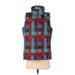 Lands' End Vest: Below Hip Red Checkered/Gingham Jackets & Outerwear - Women's Size Small