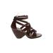 Blowfish Wedges: Brown Print Shoes - Women's Size 7 1/2 - Open Toe