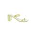Jeffrey Campbell Sandals: Slide Chunky Heel Casual Yellow Print Shoes - Women's Size 8 - Open Toe