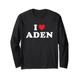 Aden Name Geschenk, I Love Aden Herz Aden Langarmshirt