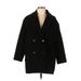 Zara Coat: Mid-Length Black Print Jackets & Outerwear - Women's Size Medium