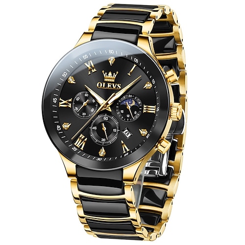 OLEVS 7004 Herren Uhren Keramikband Chronograph Datum leuchtende wasserdichte Luxus Quarz Uhr Man TOP Marke Herren Armbanduhr
