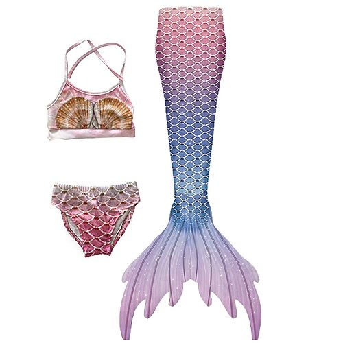 kinderkleidung Mädchen Dreiteiler Meerjungfrau Bademode Bademode Outdoor Waagen Badeanzüge 2-12 Jahre Sommer Weiß Gelb Image