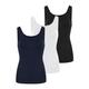 HRM Tank Top Damen 3er Pack Black, White, Navy M I Basic Top Damen aus Baumwolle 95% mit Lycra-Anteil I Dehnbar & anpassungsfähig I Trägertop Damen mit U-Ausschnitt