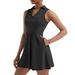 Gzea Ladies Dresses Women s Tennis Skirt With Built In Shorts Dress With 4 Pockets And Sleeveless Exercise. Black M