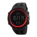 Men s Big face Digital Sports Watch Military Watch Running waterproof alarm stopwatch Timing Sports LED Black red