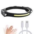 LED Headlamp Portable USB Rechargeable Silicone COB Flood Headlight with Motion Sensor for Outdoor Night Running Cycling Fishing Camping