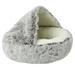 Calming Dog Beds & Cat Cave Bed with Hooded Cover for Small Pets Anti Slip Faux Fur Fluffy Bed Outer diameter 40cm