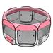 ENGOOD 45 Portable Foldable 600D Oxford Cloth & Mesh Pet Playpen Fence with Eight Panels Pink