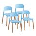 Porthos Home Clyde Stackable Dining Chairs Set Of 4 PP Plastic Woody Accents Blue