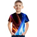 Kids Boys' 3D Vertigo T shirt Tee Short Sleeve Rainbow Optical Illusion Color Block 3D Print Blue Purple Black Children Tops Summer Basic Streetwear Sports