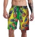 Men's Swim Shorts Swim Trunks Shorts Board Shorts Beach Shorts Pocket Drawstring Elastic Waist Pineapple Quick Dry Short Holiday Beach 3D Print Hawaiian 1 2 Micro-elastic