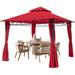 10 x10 Gazebo Outdoor Canopy UV Protection Canopy Tent with 4 Sidewall for BBQ Party Patio Outdoor Red