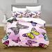 Butterfly Duvet Cover Set Butterflies Printed Comforter Cover Set for Girls Kids Teens Decorative 3 Piece Bedding Set with 2 Pillow Shams(No Comforter)