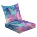 2-Piece Deep Seating Cushion Set Background geometric shapes Colorful mosaic pattern 10 Blue pink Outdoor Chair Solid Rectangle Patio Cushion Set