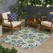 Afuera Living 5 3 x 7 Outdoor Medallion Area Rug in Ivory and Blue