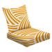 2-Piece Deep Seating Cushion Set Abstract geometric striped pattern orange white Outdoor Chair Solid Rectangle Patio Cushion Set