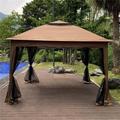 Direct Wicker 11x 11Ft Outdoor Pop Up Gazebo Canopy With Removable Zipper Netting Suitable For Patio Backyard Garden Camping Area