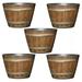 Jaxnfuro Whiskey Resin Flower Pot Barrel Planter Outdoor Use for Planting Oak Brown 9 (5 Pack)