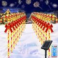 VIHOSE 20 Pcs 30 AIF4 Solar Christmas Candy Cane Lights Pathway Walkway Markers Light with Red Bow Waterproof Garden String Light Decoration with 200 LED Light Xmas Patio Yard Lawn Driveway