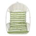 Afuera Living Wicker Hanging Chair (Stand Not included) in White/ Green