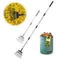 TONAHUTU 65 Inch Long Garden Leaf Rake 8.5 Wide Small Garden Rake for Leaves Adjustable Long Handle Garden Rake Sturdy Metal Yard Rake with 32 Gallon Garden Bag (5FT-11Tines)