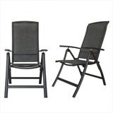 FOAUUH Folding Patio Chairs Set of 2 Aluminium Frame Reclining Sling Lawn Chairs with Adjustable High Backrest Patio Dining Chairs for Outdoor Camping Porch Balcony(Textilene Fabric 2 Chairs)