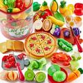 67Pc Pretend Play Food Sets for Kids Kitchen Pizza Toy Food & Cutting Fake Food - Fruits & Vegetables Play Kitchen Toys Accessories Pretend Food Toys for Toddlers Boys Girls Birthday Gift