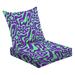 2-Piece Deep Seating Cushion Set Abstract Hand Drawing Two Colors Swirls Wavy Liquid Geometric Stripes Outdoor Chair Solid Rectangle Patio Cushion Set